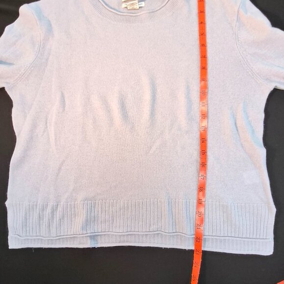 Rachel Zoe 100% 2-ply cashmere sweater light blue with rolled neck size XL EUC - Picture 9 of 10